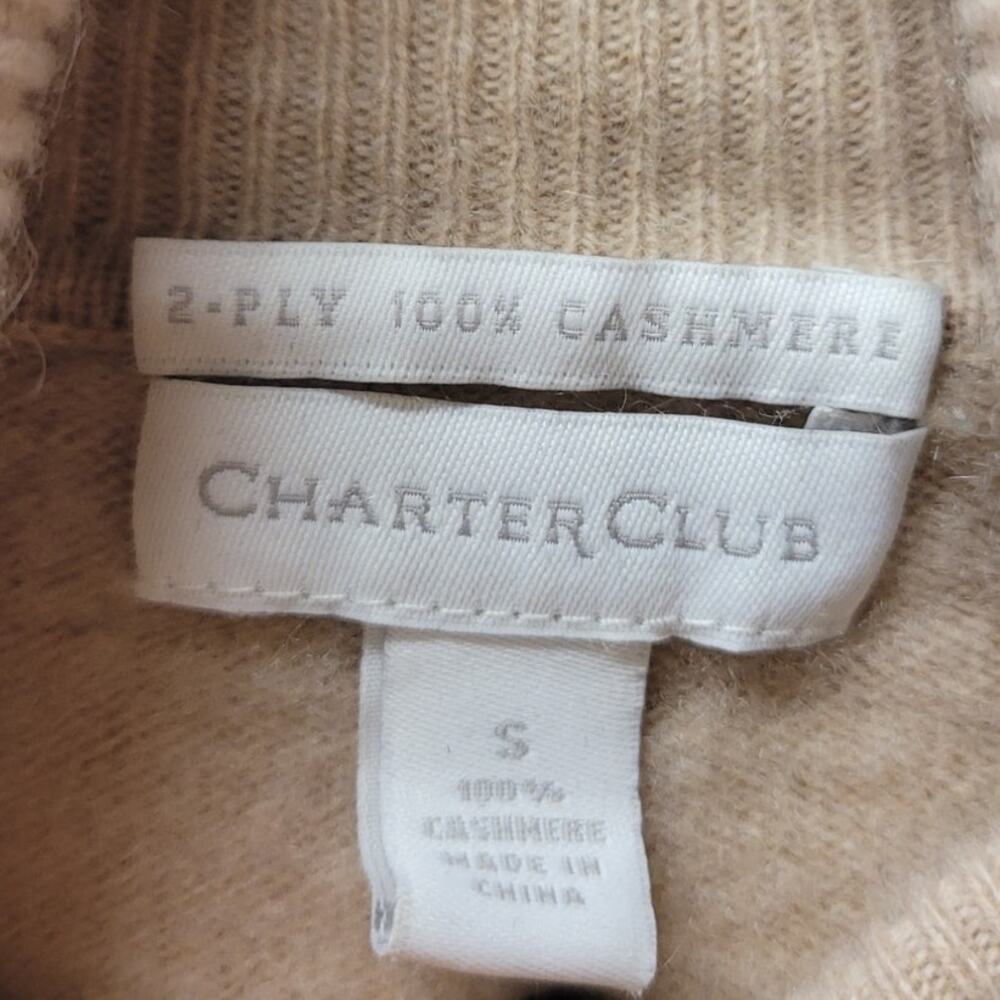 Charter Club Tan 2-Ply 100% Cashmere Women's Turtleneck Sweater Size Small - Picture 2 of 3